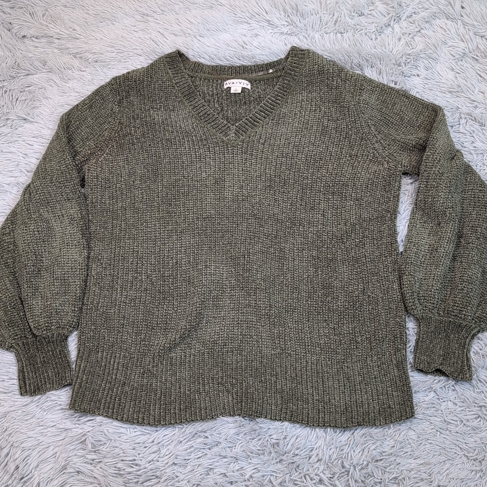 Ava & Viv Sweater Womens X Green Soft Cozy Comfort Warm Career Casual Preppy